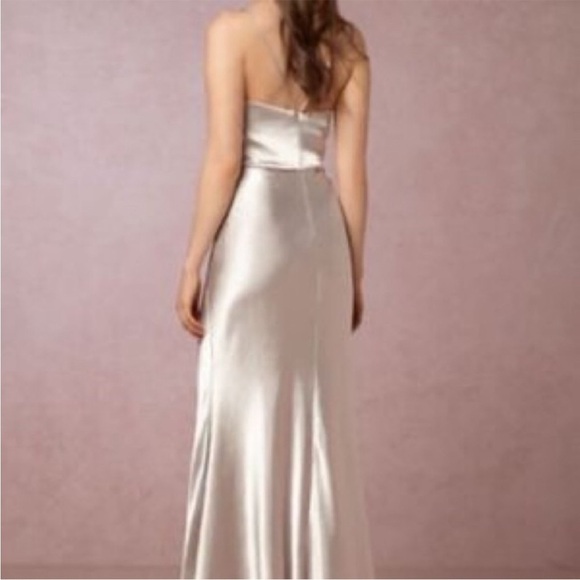 BHLDN exclusive Jenny Yoo Silver Satin Gown - Picture 2 of 15